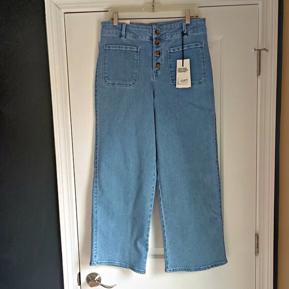 Oat New York Denim - NEW! HIGH RISE Baby WIDE CROP BUTTON FLY JEANS 10/30